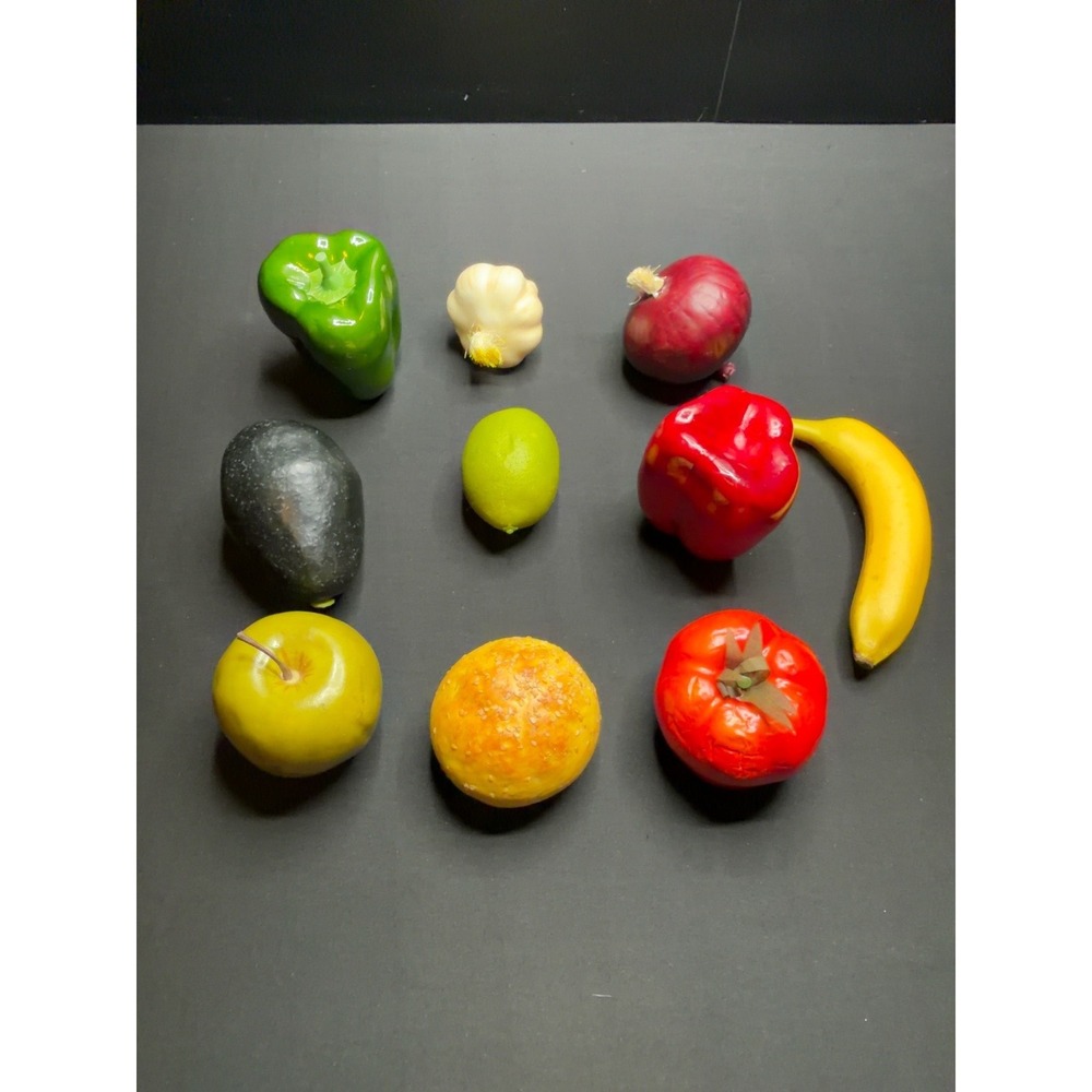 Vintage Decorative Faux Fruit Vegetable Lot 10 Apple Banana Avocado Pepper Onion